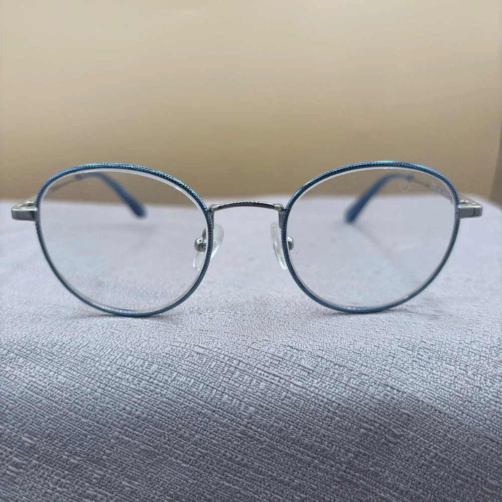 Superflex Kids SFK-238 Blue Glitter Silver Round Eyeglasses Frames 46-19-130